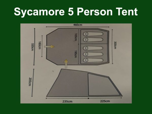 Highlander Outdoor Sycamore 5 Person Tent footprint and size guide