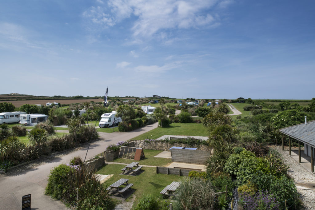 aerial-view-of-Gwithian Farm Campsite, Hayle​