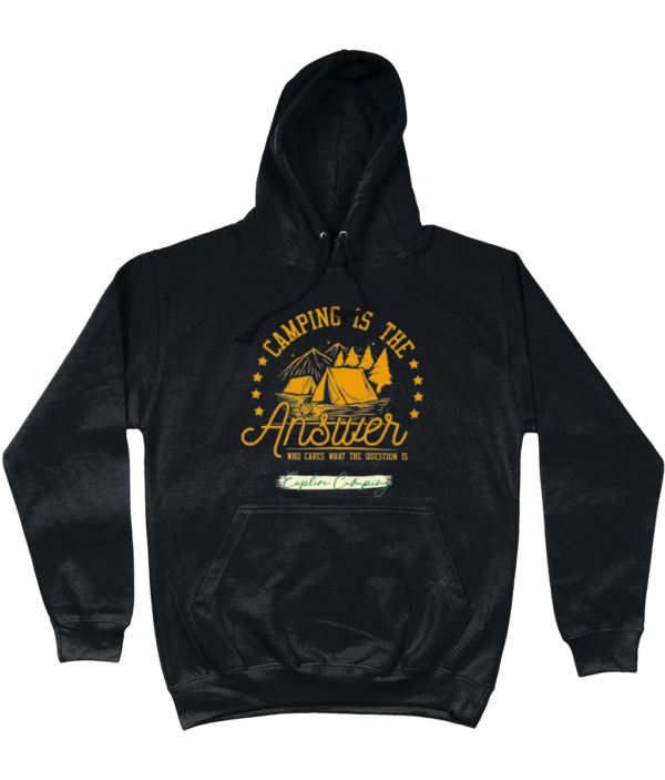 Camping is the Answer' College Hoodie: Essential for Camping Enthusiasts - Image 2