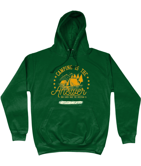 Camping is the Answer' College Hoodie: Essential for Camping Enthusiasts - Image 3