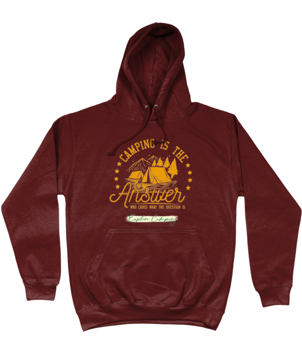 Camping is the Answer' College Hoodie: Essential for Camping Enthusiasts - Image 4