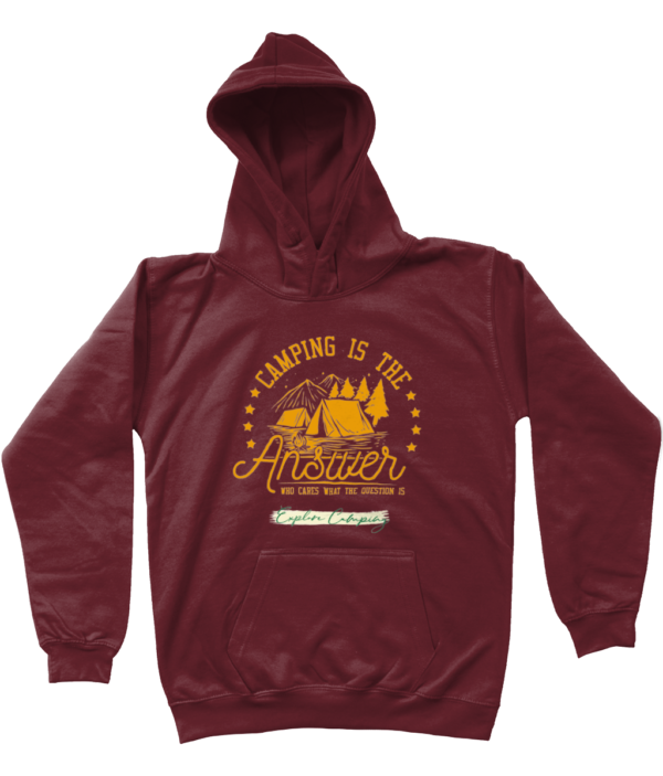 Camping is the Answer' AWDis Kids Hoodie: Fun & Cozy for Young Explorers - Image 5