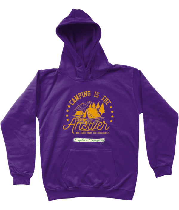 Camping is the Answer' AWDis Kids Hoodie: Fun & Cozy for Young Explorers - Image 20